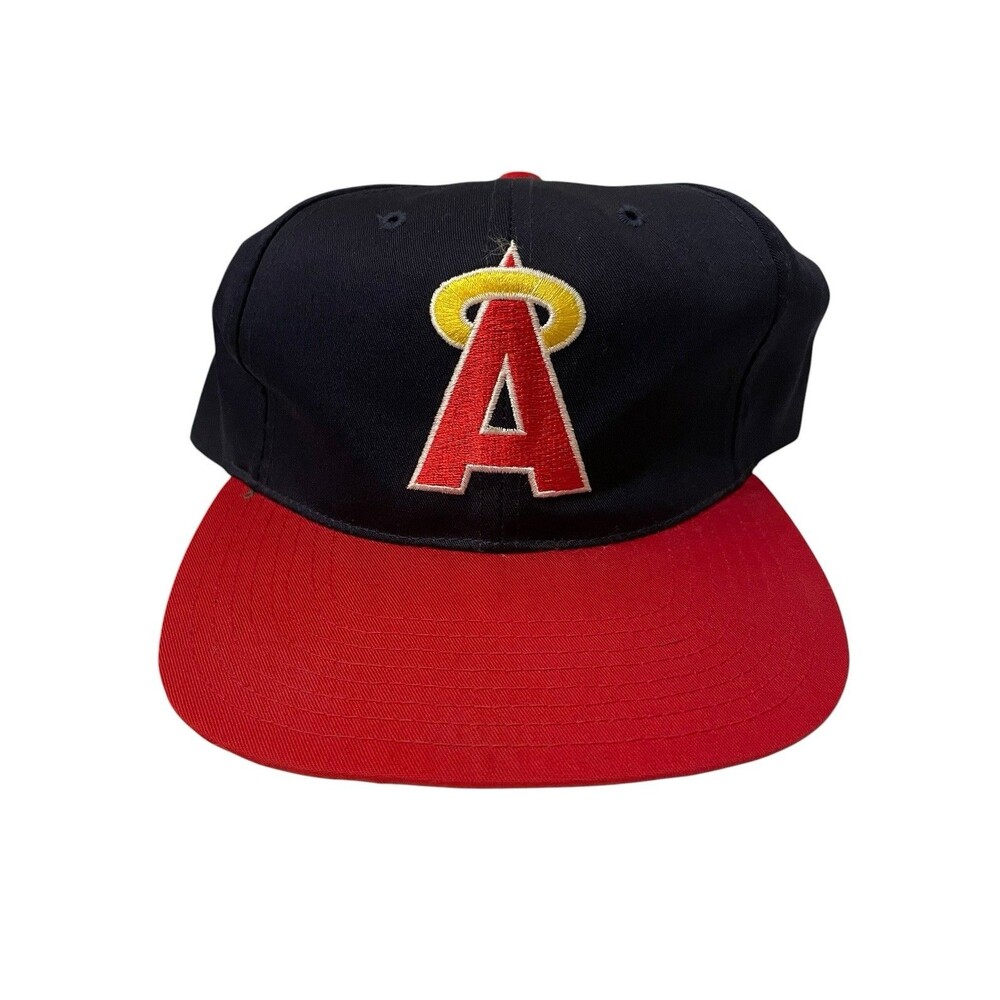 Vintage 80s California Angels Navy Red Snapback Hat Cap One Size Deadstock